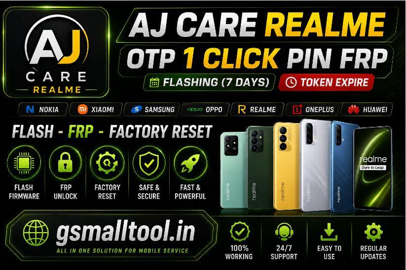 Realme ( AJ CARE ) OTP 1 Click pin FRP  Flashing (7 Days) Token Expire