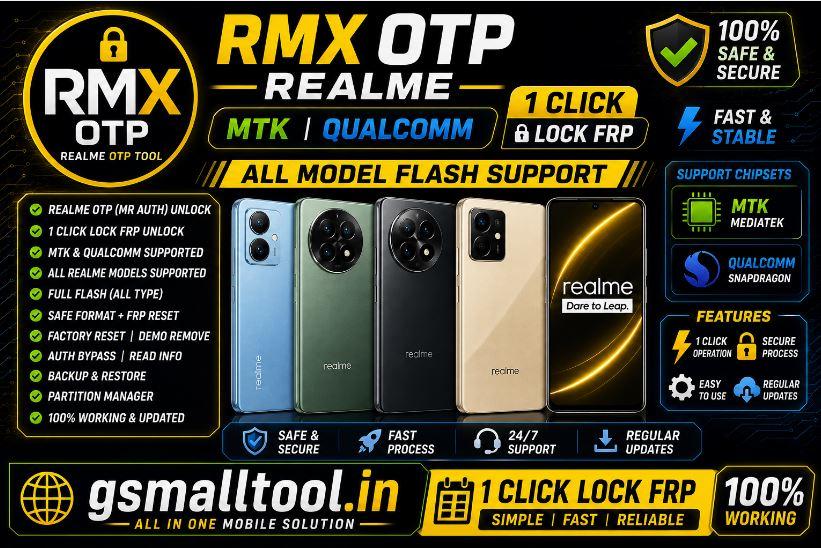 RMX OTP Realme (MTK Qualcomm 1 Click Lock FRP) All Model Flash Support