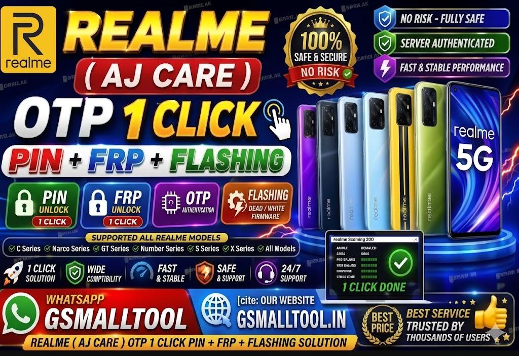 Realme ( AJ CARE ) OTP 1 Click pin FRP  Flashing
