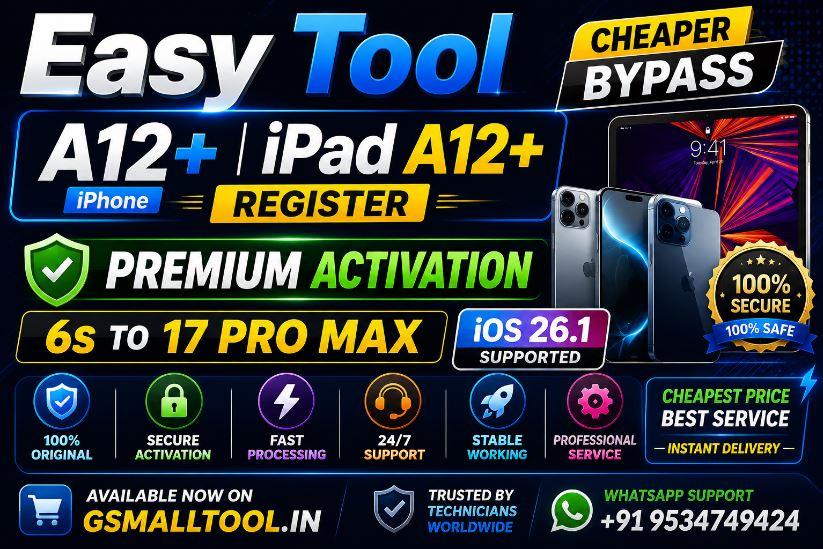 Easy  Tool Cheaper Bypass A12 ipad A12 register (6s to 17 pro Max ios 26.1)