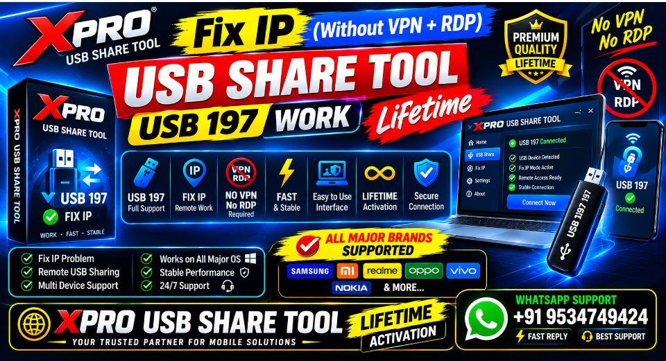 XPRO USB Share Tool Fix IP (Without VPNRDP)–USB 197 Work  Lifetime