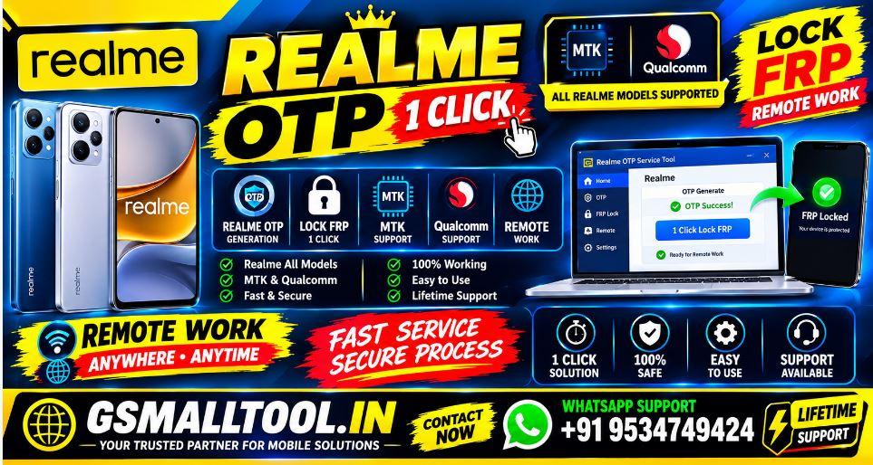 REALME OTP TOOL-MTK Qualcomm 1 Click Lock FRP  Work Instan Work