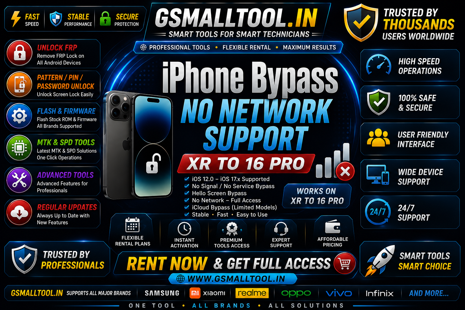 Iphone Bypass No Network Support (XR to 16 Pro)