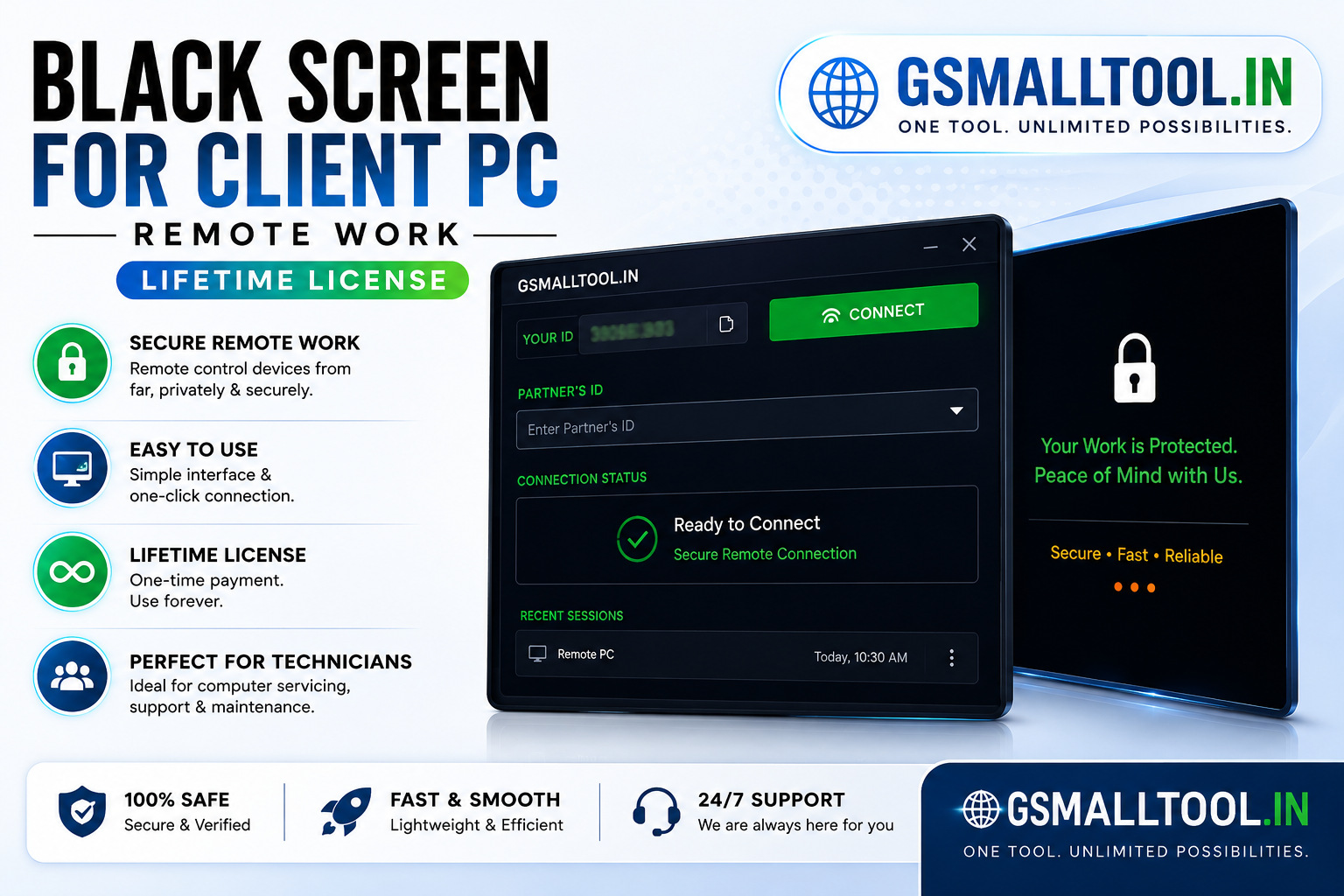 Black Screen For Clint PC Remote Work (LifeTime)