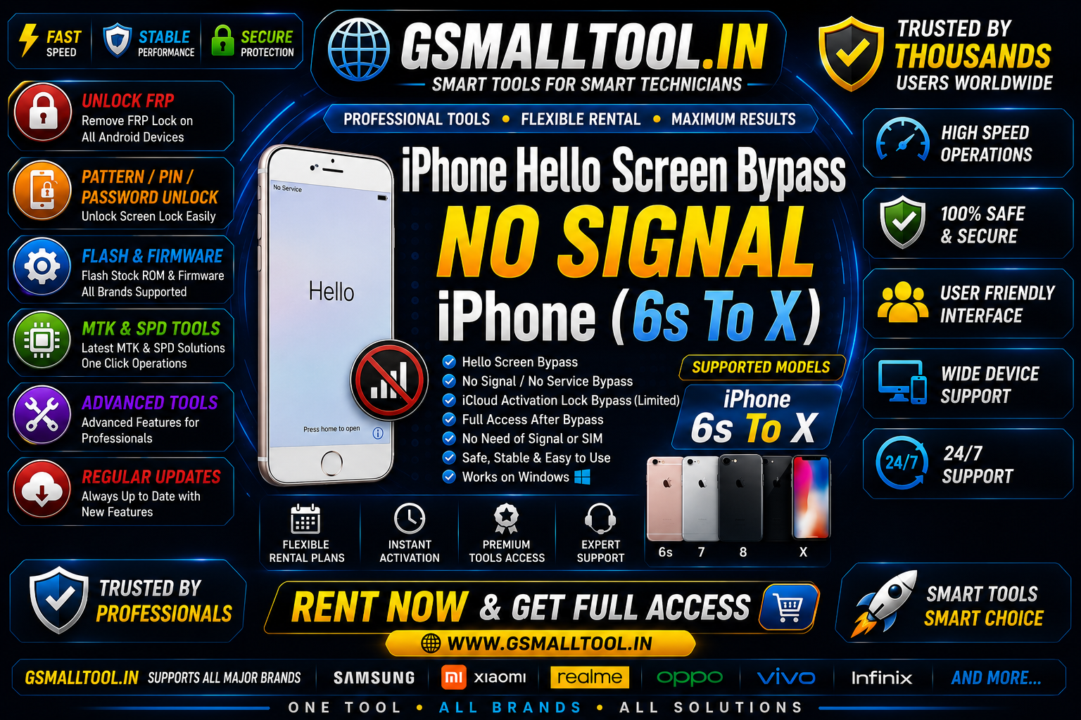 Iphone Hello Screen Bypass No Signal iPhone ( 6s To X )