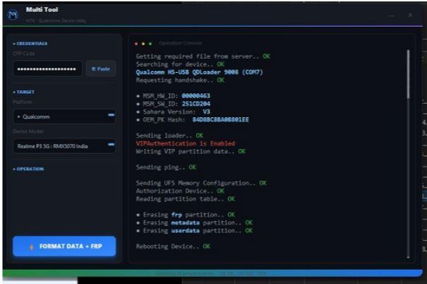 Realme Multi Tool OTP 1 Click pin FRP  Flashing